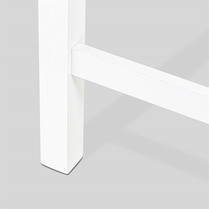 East West Furniture Table/2 Stools/1 Bench in Wire Brushed Bright White
