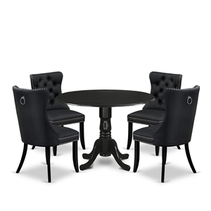 East West Furniture 5-Piece Modern Dining Table Set in Black/Dark Gray