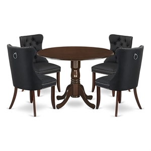 East West Furniture 5-Piece Dining Room Set in Mahogany/Dark Gray