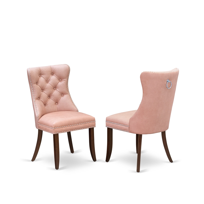 East West Furniture 5-Piece Dining Room Set in Mahogany/Beige Red