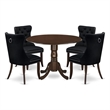 East West Furniture 5-Piece Dining Room Set in Mahogany/Black