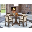 East West Furniture 5-Piece Dining Room Set in Antique Walnut/Light Beige