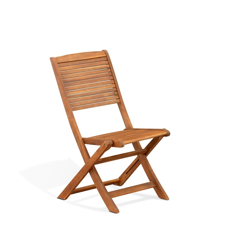 East West Furniture 2-Piece Foldable Patio Chair in Natural Oil