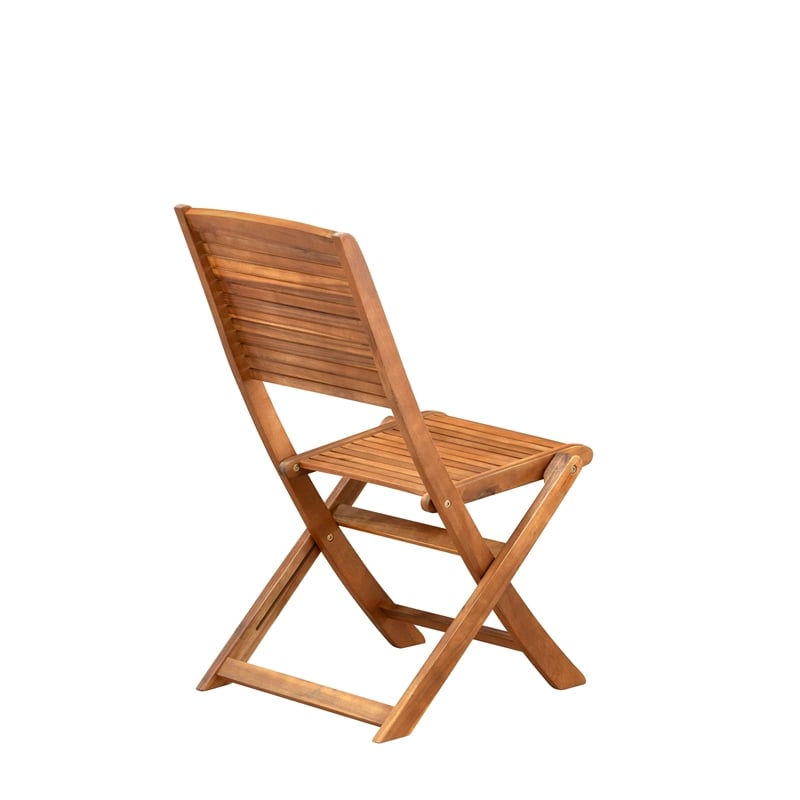 East West Furniture 2-Piece Foldable Patio Chair in Natural Oil