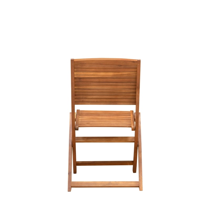 East West Furniture 2-Piece Foldable Patio Chair in Natural Oil