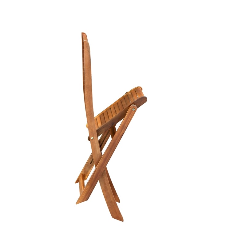 East West Furniture 2-Piece Foldable Patio Chair in Natural Oil