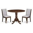East West Furniture 3-Piece Dining Table Set  in Antique Walnut/Gray