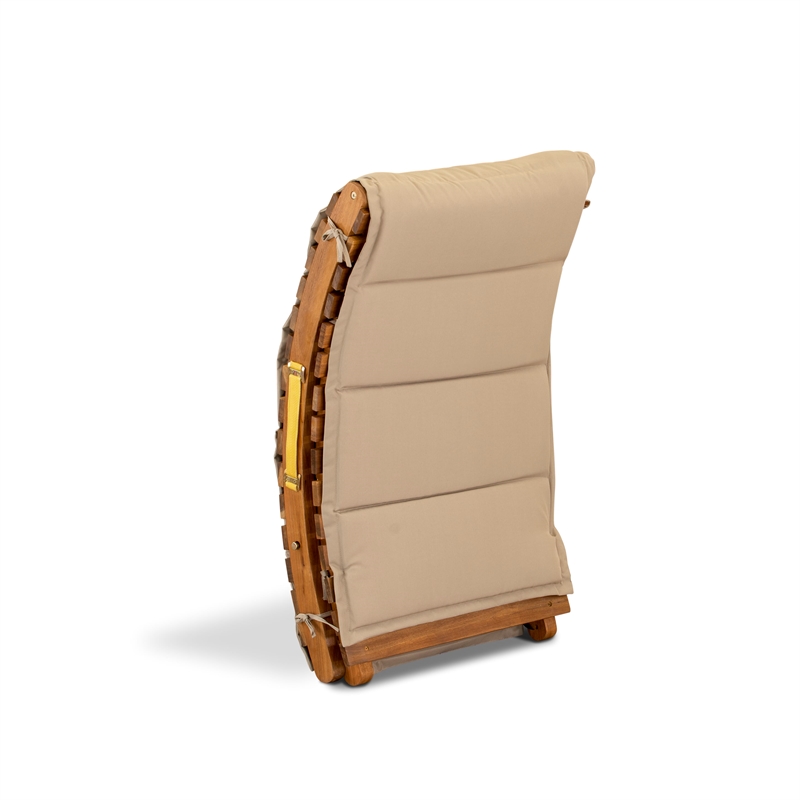 East West Furniture Patio Chaise Lounge in Natural Oil/Light Brown Cushion