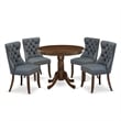 East West Furniture 5-Piece Kitchen Table Set in Antique Walnut/Platinum Gray