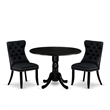 East West Furniture 3-Piece Dining Set in Black/Black