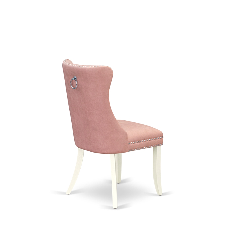 East West Furniture Faux Leather Parson Dining Chair in Beige Red (Set of 2)