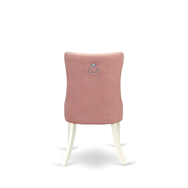 East West Furniture Faux Leather Parson Dining Chair in Beige Red (Set of 2)