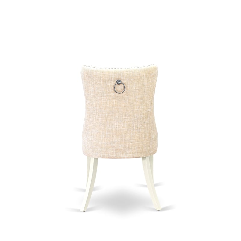 East West Furniture Linen Fabric Parson Dining Chair in Light Beige (Set of 2)