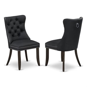 East West Furniture Faux Leather Parson Dining Chair in Dark Gray (Set of 2)