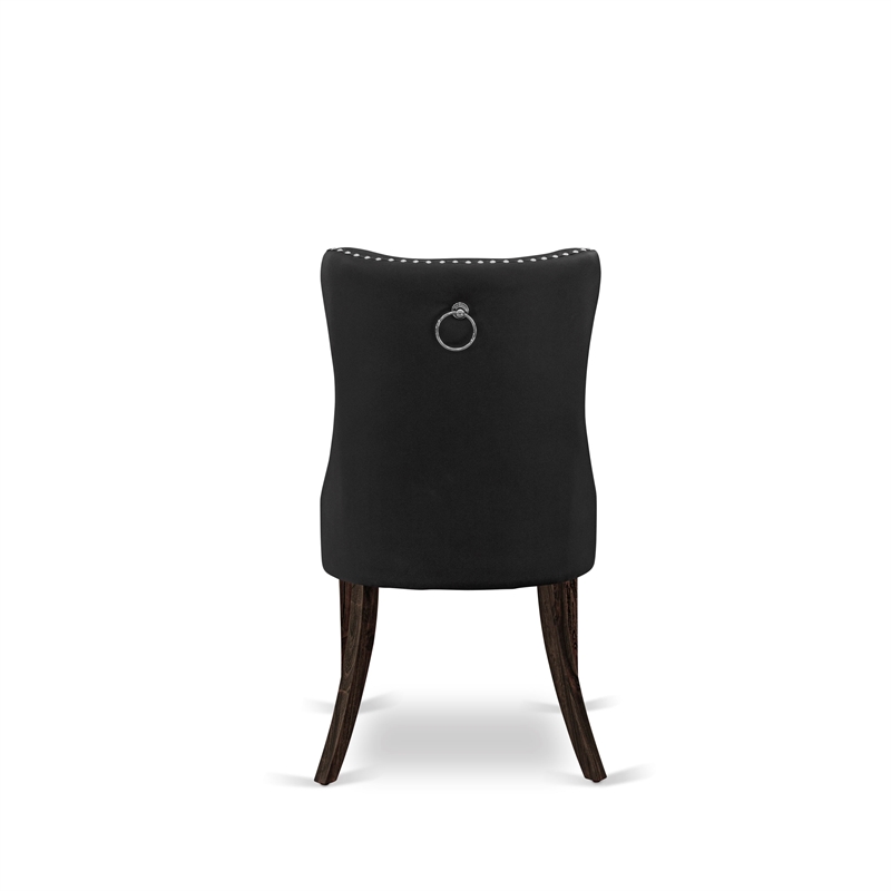 East West Furniture Faux Leather Parson Dining Chair in Dark Gray (Set of 2)