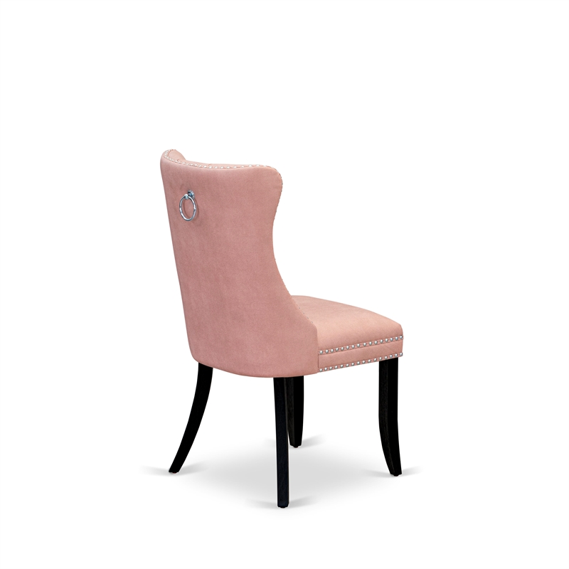 East West Furniture Faux Leather Parson Dining Chair in Beige Red (Set of 2)