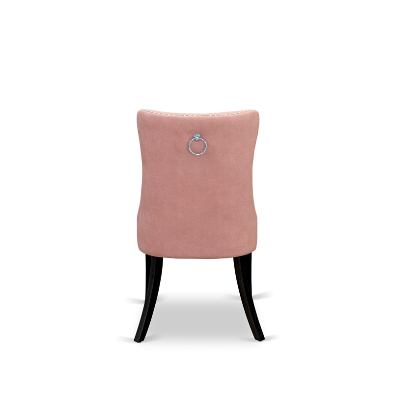 East West Furniture Faux Leather Parson Dining Chair in Beige Red (Set of 2)