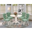 East West Furniture 5-Piece Kitchen Table Set in Linen White/Willow Green