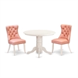 East West Furniture 3-Piece Dining Table Set  in Linen White/Beige Red