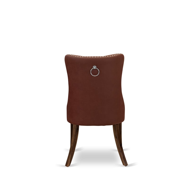 East West Furniture 3-Piece Dining Set in Antique Walnut/Burgundy