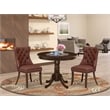 East West Furniture 3-Piece Dining Set in Antique Walnut/Burgundy