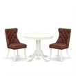 East West Furniture 3-Piece Dining Set for Small Spaces in Linen White/Burgundy