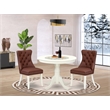 East West Furniture 3-Piece Dining Set for Small Spaces in Linen White/Burgundy