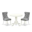 East West Furniture 3-Piece Dining Set in Linen White/Light Gray