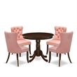 East West Furniture 5-Piece Dinette Set in Antique Walnut/Beige Red