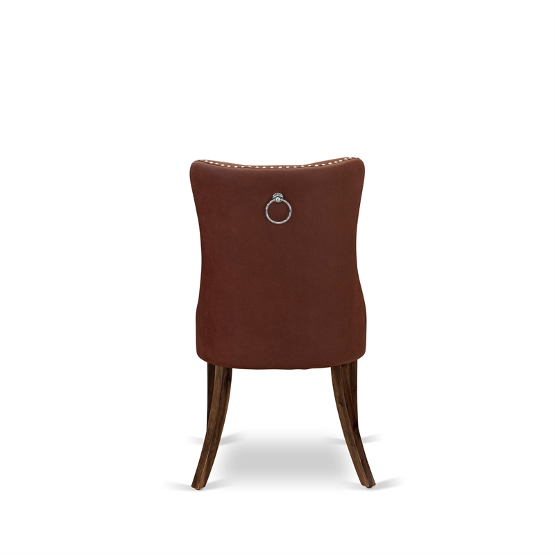 East West Furniture 5-Piece Kitchen Table Set in Antique Walnut/Burgundy