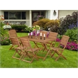 East West Furniture 7-Piece Patio Dining Set in Natural Oil