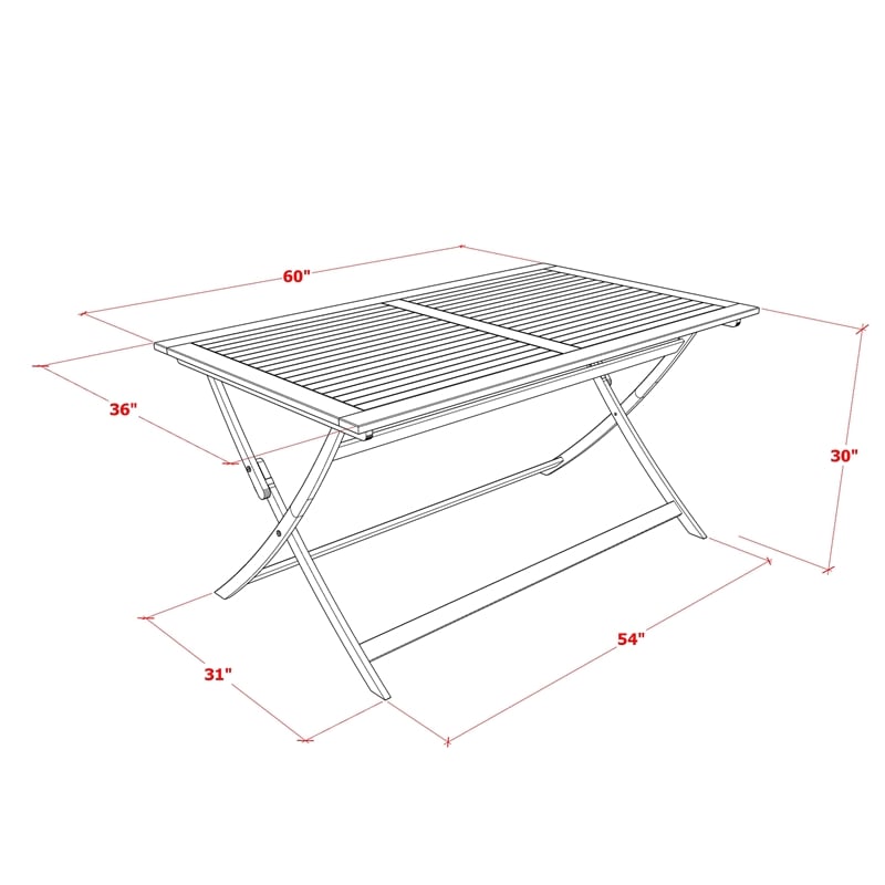 East West Furniture 5-Piece Patio Dining Set in Natural Oil