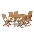 East West Furniture 7-Piece Patio Dining Set in Natural Oil