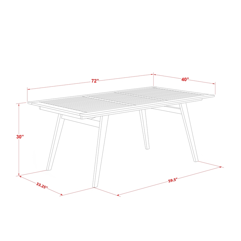 East West Furniture 7-Piece Patio Dining Set in Natural Oil