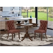 East West Furniture 3-Piece Dining Table Set in Antique Walnut/Burgundy