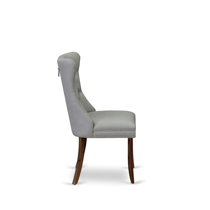 East West Furniture 3-Piece Dining Table Set in Light Gray/Antique Walnut