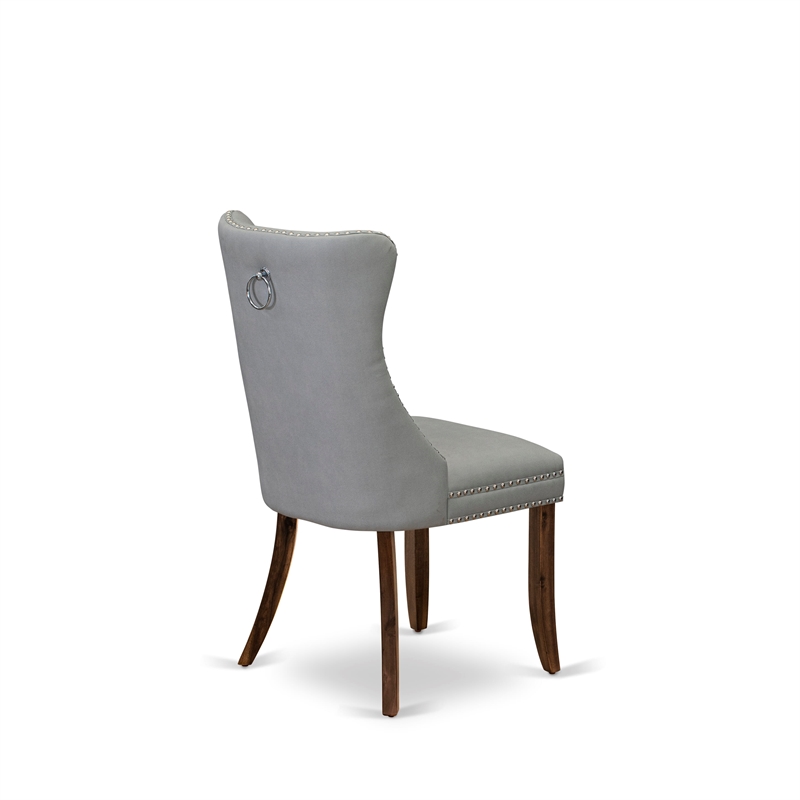 East West Furniture 3-Piece Dining Table Set in Light Gray/Antique Walnut