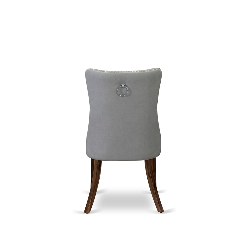 East West Furniture 3-Piece Dining Table Set in Light Gray/Antique Walnut