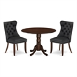 East West Furniture 3-Piece Dining Table Set in Mahogany/Dark Gray