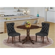 East West Furniture 3-Piece Dining Table Set in Mahogany/Dark Gray