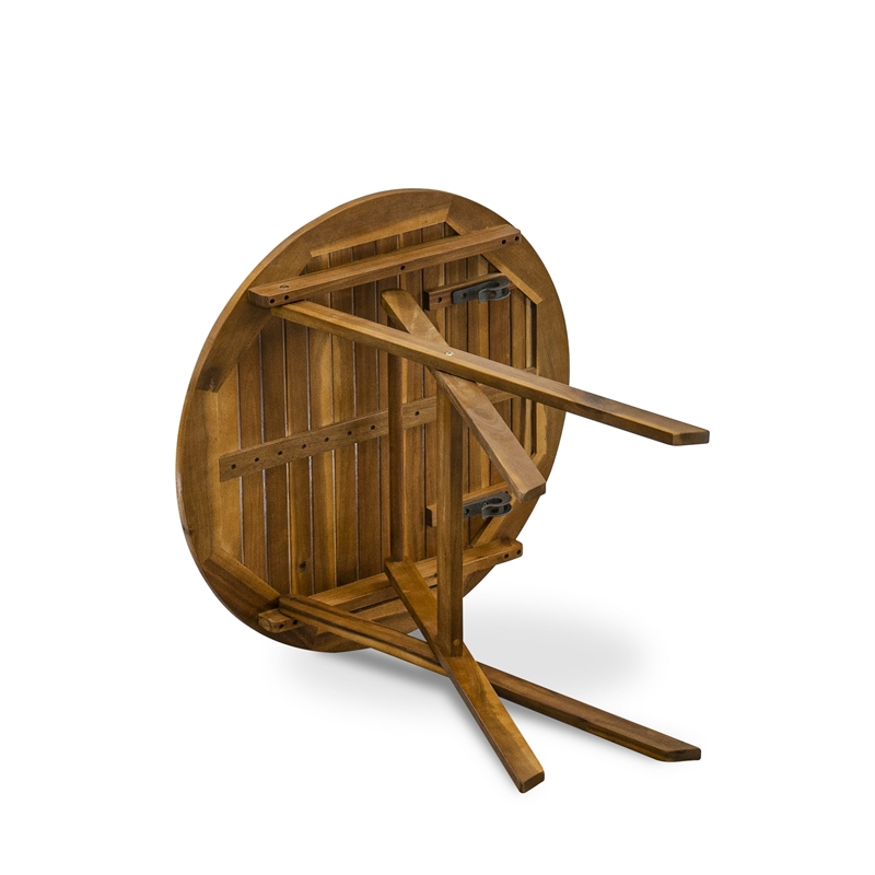 East West Furniture 3-Piece Patio Bistro Sets Outdoor Set in Natural Oil