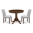 East West Furniture Modern 3-Piece Dining Table Set in Antique Walnut/Gray
