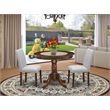 East West Furniture Modern 3-Piece Dining Table Set in Antique Walnut/Gray