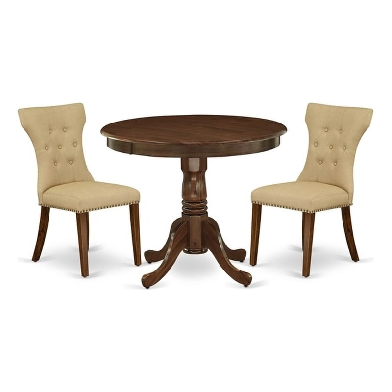 East West Furniture 3-Piece Dining Set in Antique Walnut/Brown