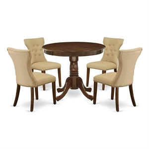 East West Furniture 5-Piece Dining Set for Small Spaces in Antique Walnut/Brown