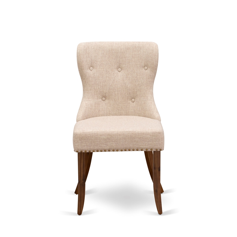 East West Furniture 3-Piece Dining Set in Antique Walnut/Light Tan