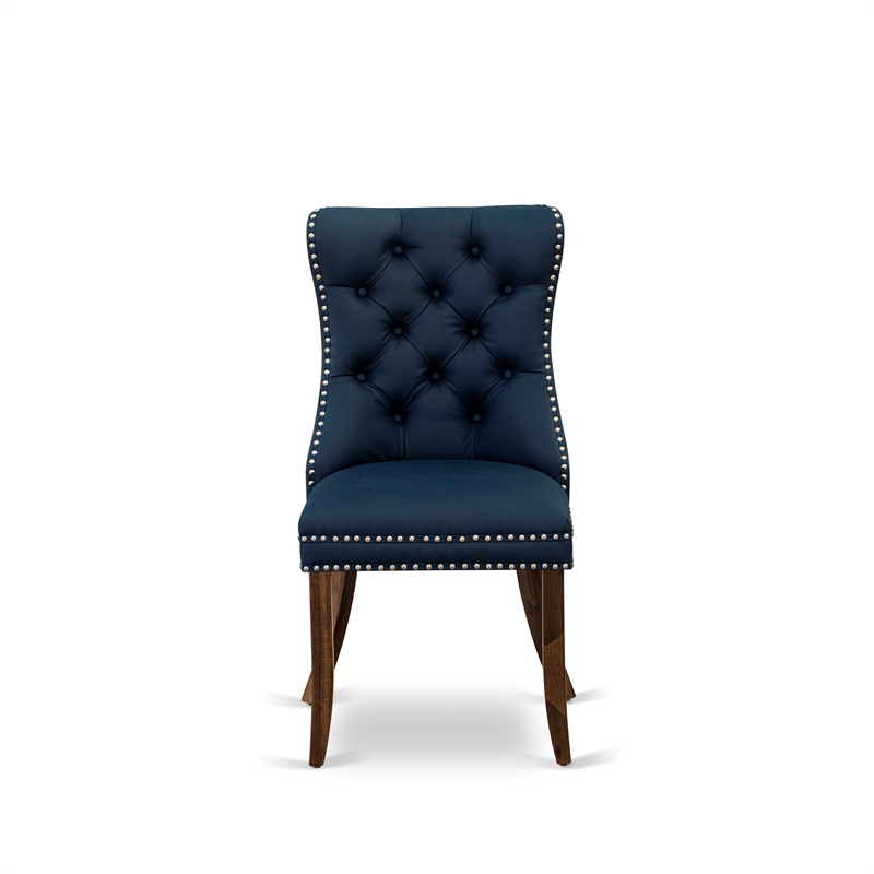 East West Furniture 3-Piece Dining Set in Antique Walnut/Navy Blue