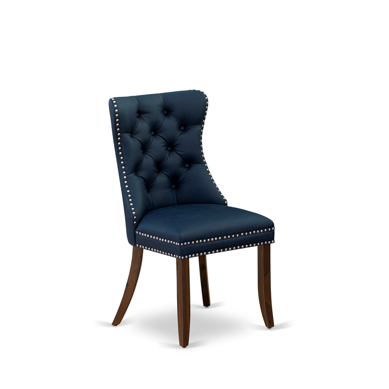 East West Furniture 3-Piece Dining Set in Antique Walnut/Navy Blue