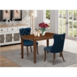 East West Furniture 3-Piece Dining Table Set  in Antique Walnut/Navy Blue