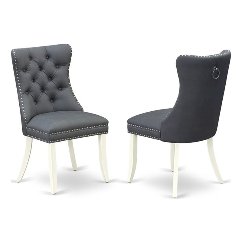 East West Furniture Faux Leather Parson Dining Chair in Platinum Gray (Set of 2)